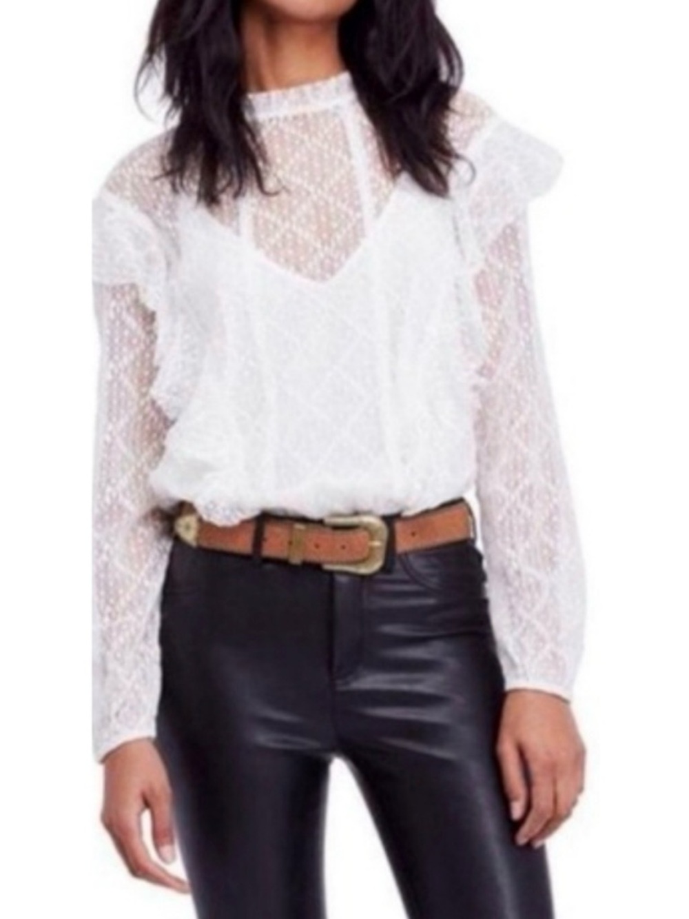 INTIMATELY FREE PEOPLE VictorianCream and White Lace Bodysuit